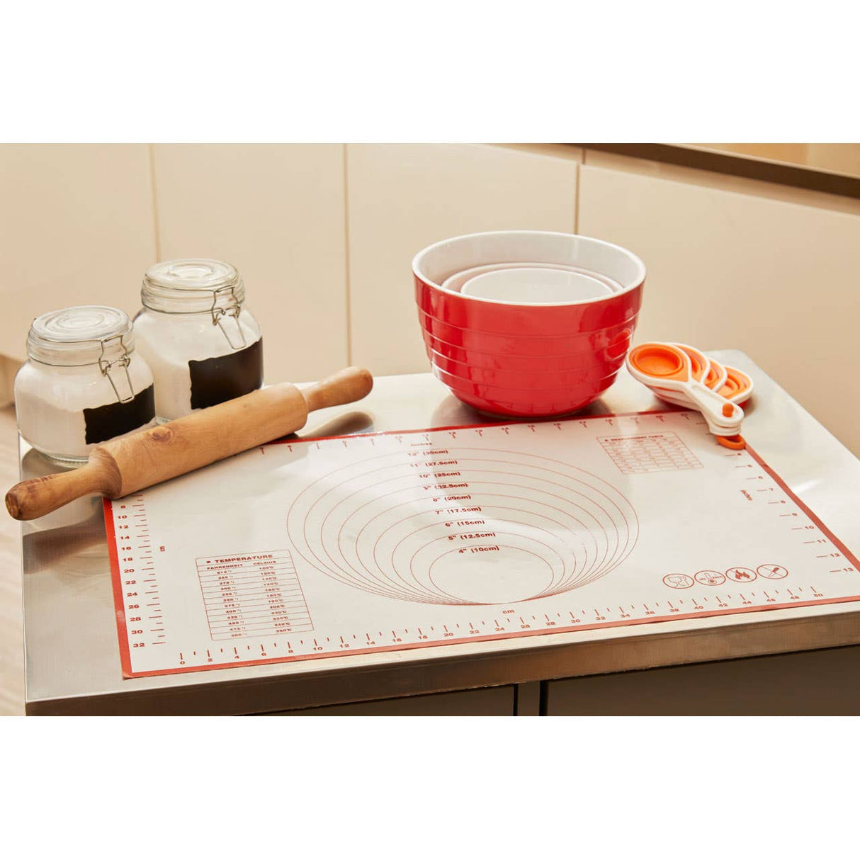Set of Four Zing Orange Silicone Measuring Cups