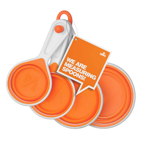 Set of Four Zing Orange Silicone Measuring Cups