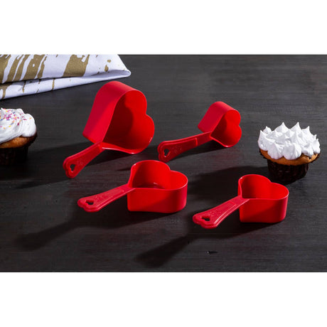 Set of Four Red Heart Measuring Cups