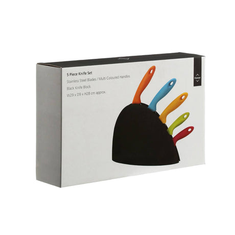 5pc Colour Handles Stainless Steel Blade Knife Set