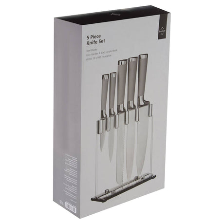 5Pc Knife Set With Grey Handles