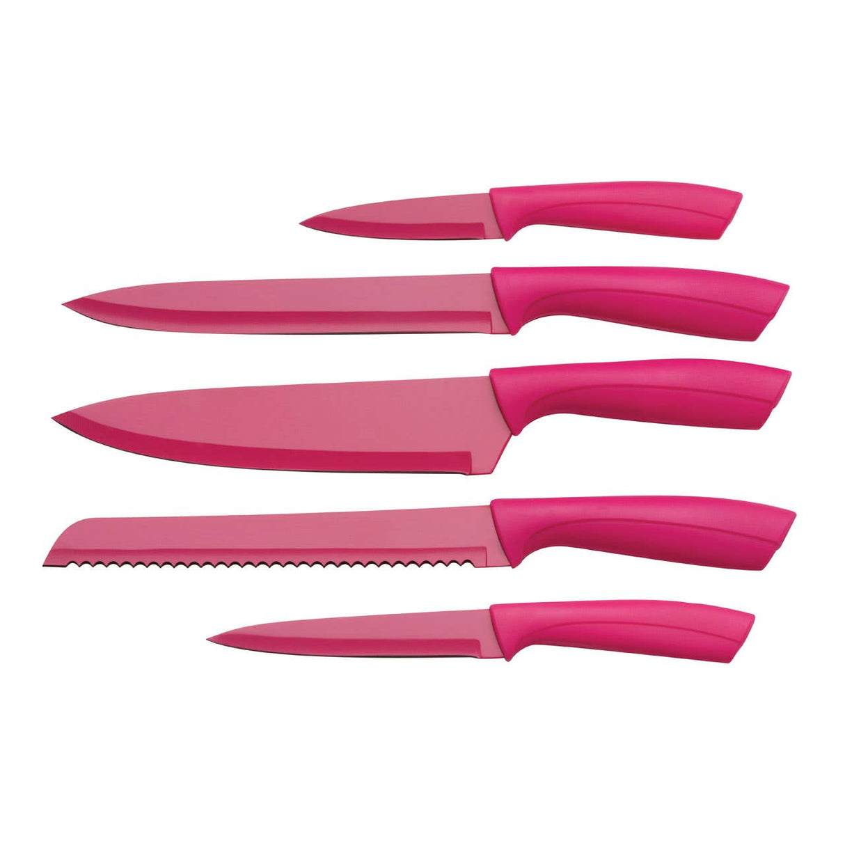 5Pc Hot Pink Knife Block Set