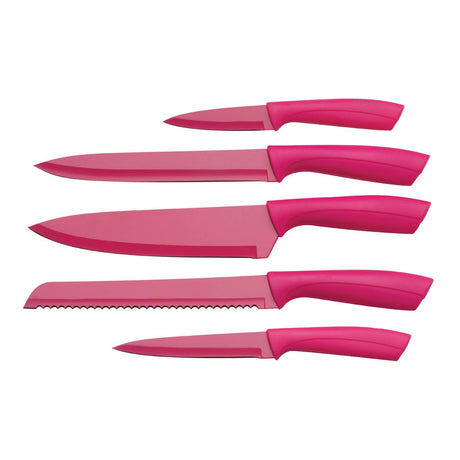 5Pc Hot Pink Knife Block Set