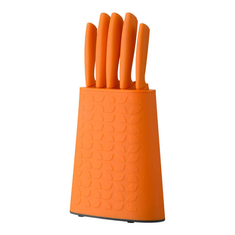 5Pc Orange Knife Block Set
