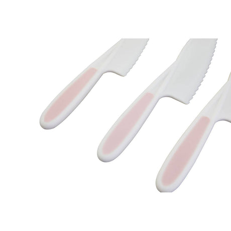 Set Of Three Zing Pastel Pink Knives