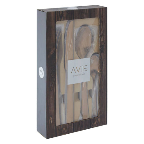Avie Lustra 16Pc Rose Gold Cutlery Set