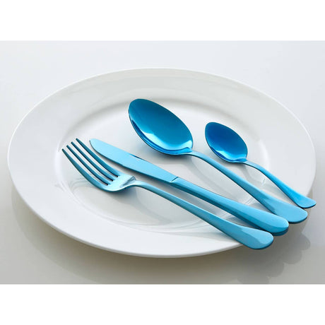 Avie 16Pc Stainless Steel Blue Cutlery Set