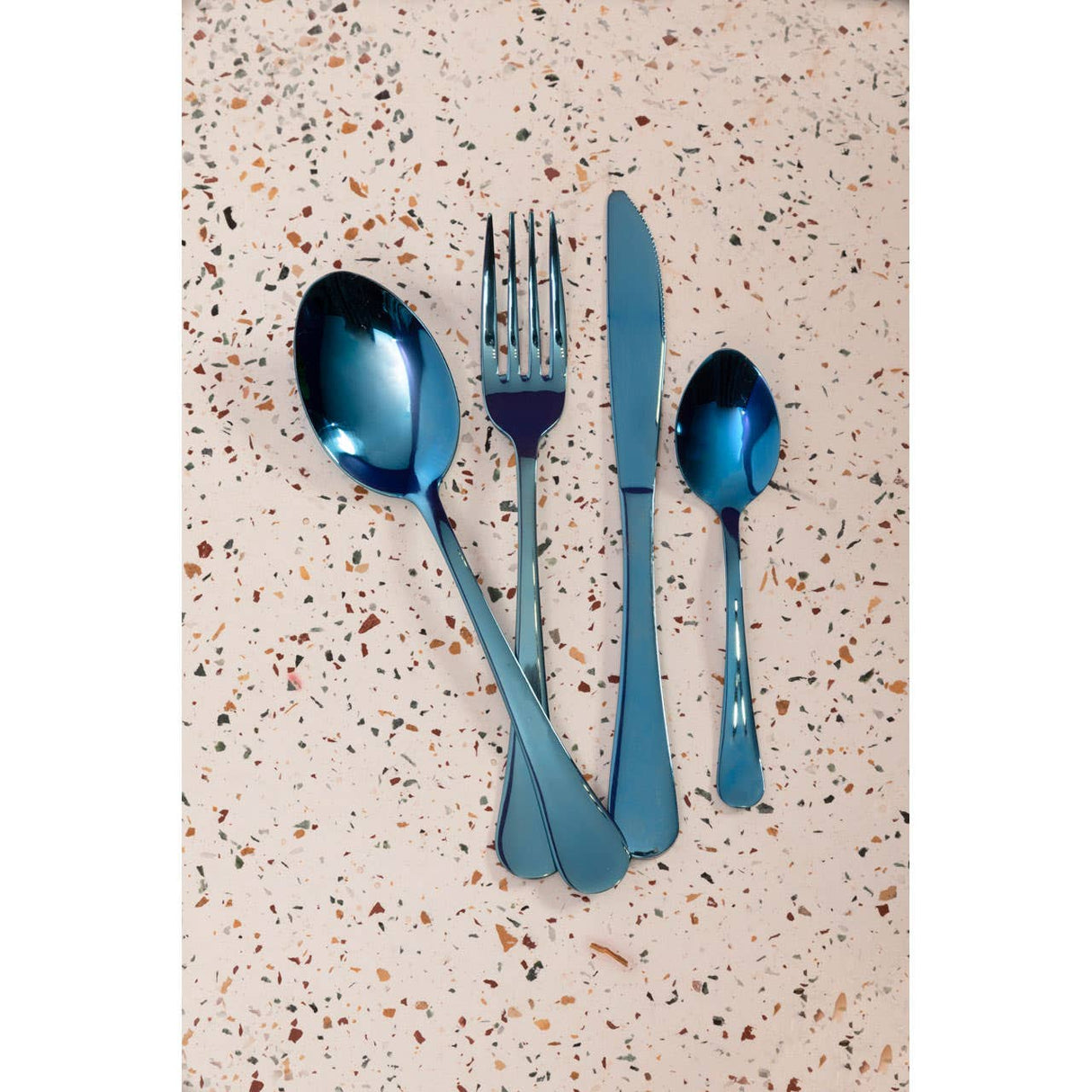 Avie 16Pc Stainless Steel Blue Cutlery Set