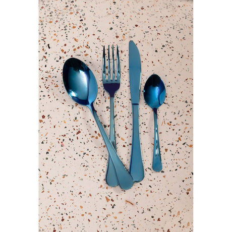 Avie 16Pc Stainless Steel Blue Cutlery Set