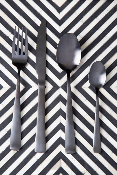 Avie 16Pc Onyx Cutlery Set