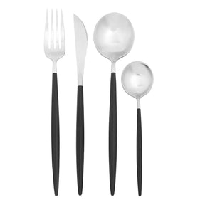 Avie 16Pc Matt Black And Silver Cutlery Set