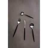 Avie 16Pc Matt Black And Silver Cutlery Set