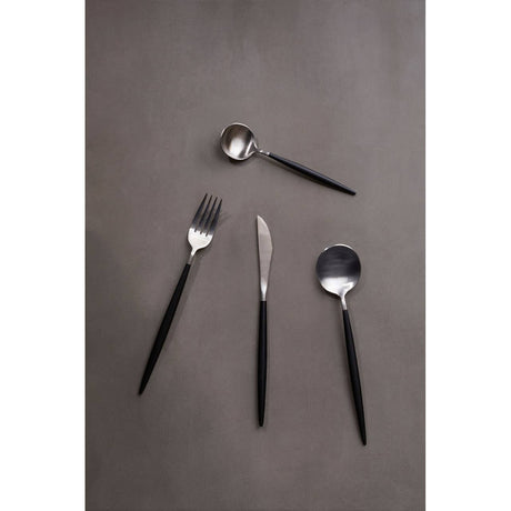 Avie 16Pc Matt Black And Silver Cutlery Set