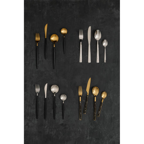 Avie 16Pc Matt Black And Silver Cutlery Set