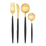 Avie 16 Piece Black and Matte Gold Cutlery Set