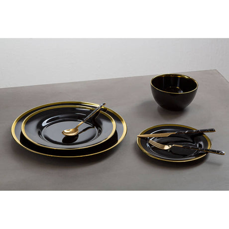 Avie 16Pc Black Faux Marble Cutlery Set