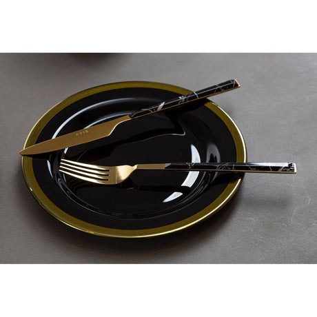 Avie 16Pc Black Faux Marble Cutlery Set