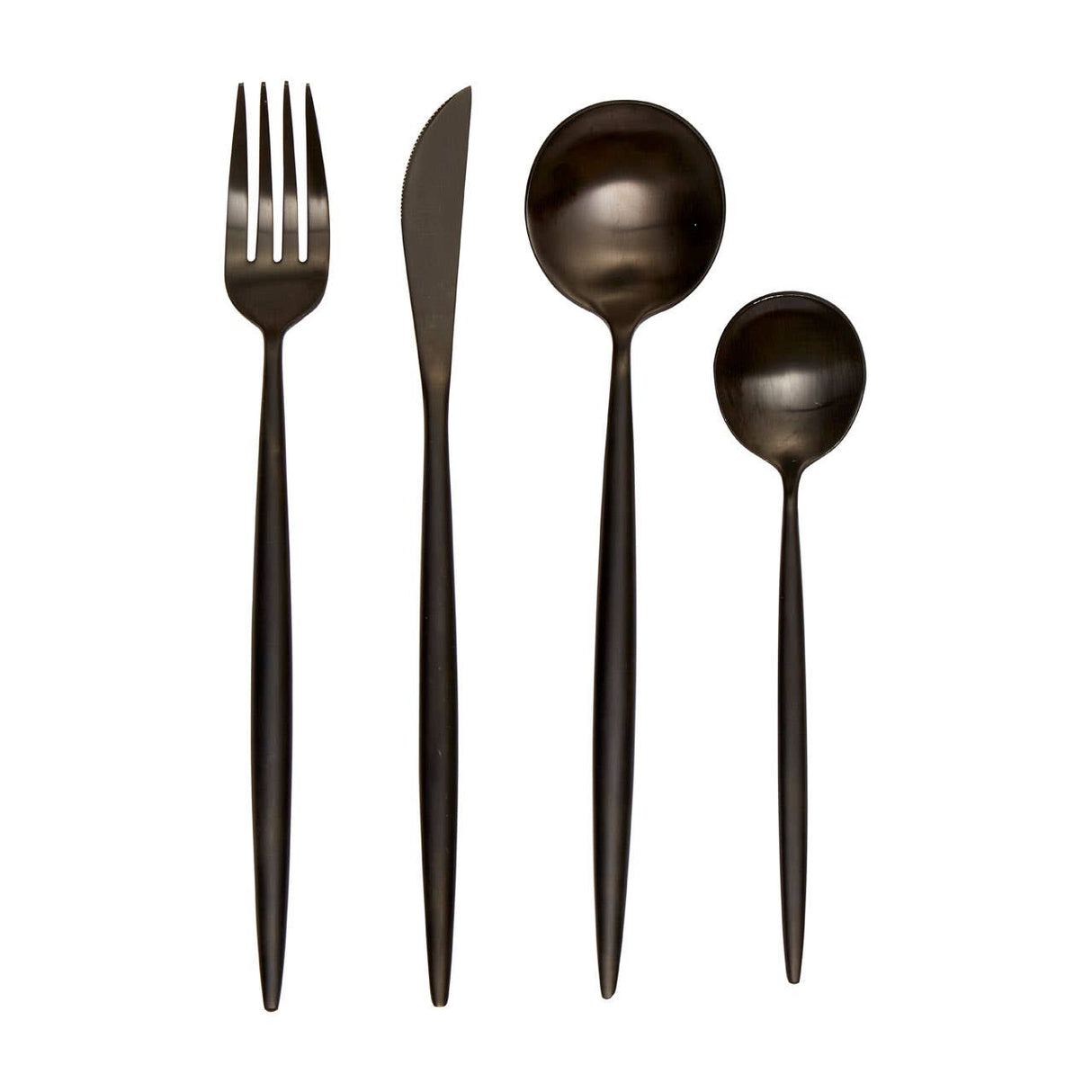 Modern Retro 16 Pc Matte Black Cutlery Set