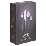 Avie 16 Pc Black And Silver Cutlery Set