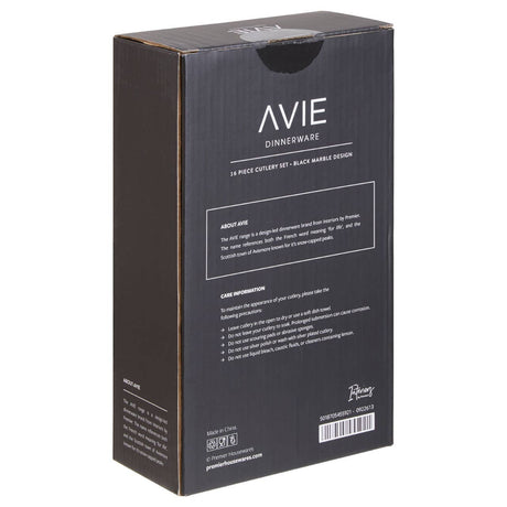 Avie 16 Pc Black And Silver Cutlery Set