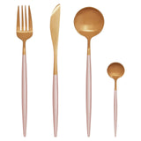 Avie 16 Pc Pink And Gold Finish Cutlery Set