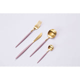 Avie 16 Pc Pink And Gold Finish Cutlery Set