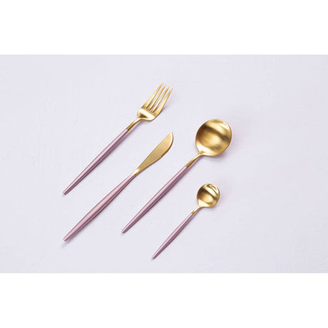 Avie 16 Pc Pink And Gold Finish Cutlery Set