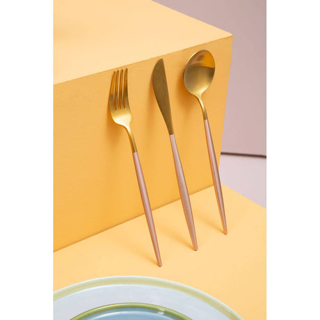 Avie 16 Pc Pink And Gold Finish Cutlery Set