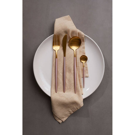 Avie 16 Pc Pink And Gold Finish Cutlery Set