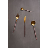 Avie 16 Pc Pink And Gold Finish Cutlery Set