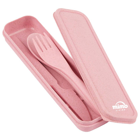 Mimo 3 Pc Pink Finish Wheat Straw Cutlery Set