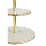 2 Tier White Marble / Gold Finish Cake Stand