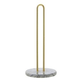 White Marble / Brass Kitchen Roll Holder