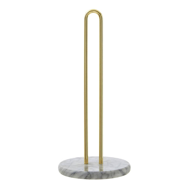 White Marble / Brass Kitchen Roll Holder