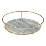 White Marble / Brass Finish Fruit Basket