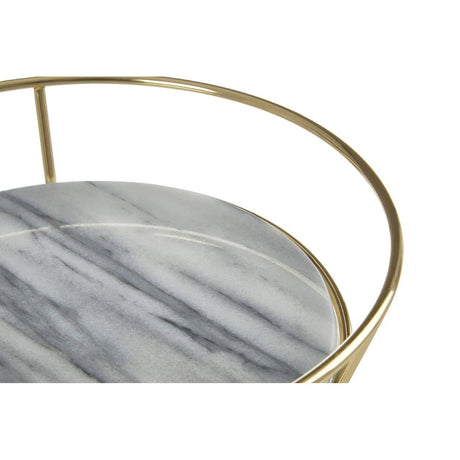 White Marble / Brass Finish Fruit Basket