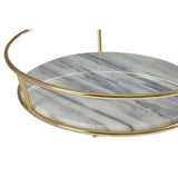White Marble / Brass Finish Fruit Basket