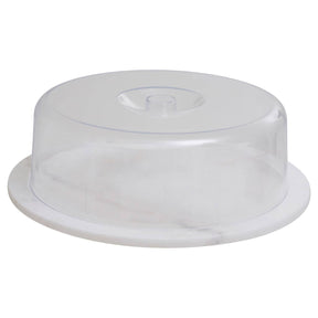 White Marble Cheese Board With Domed Lid