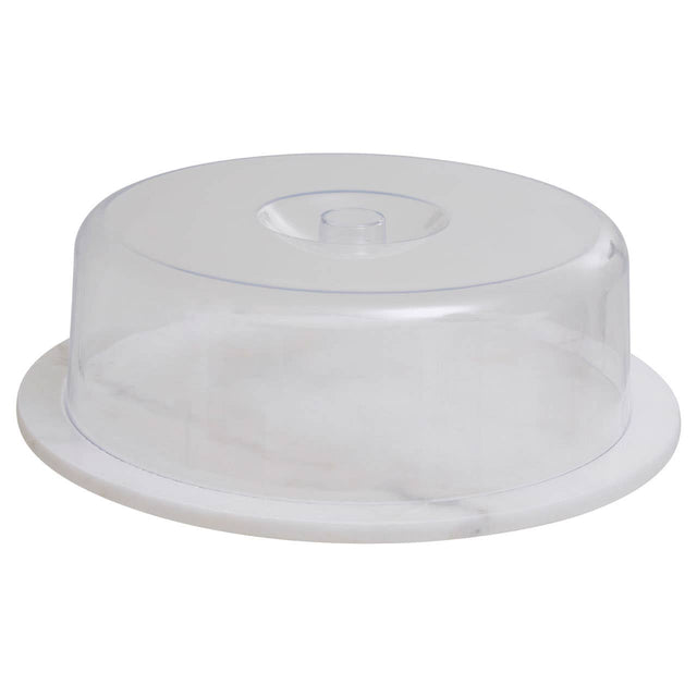 White Marble Cheese Board With Domed Lid