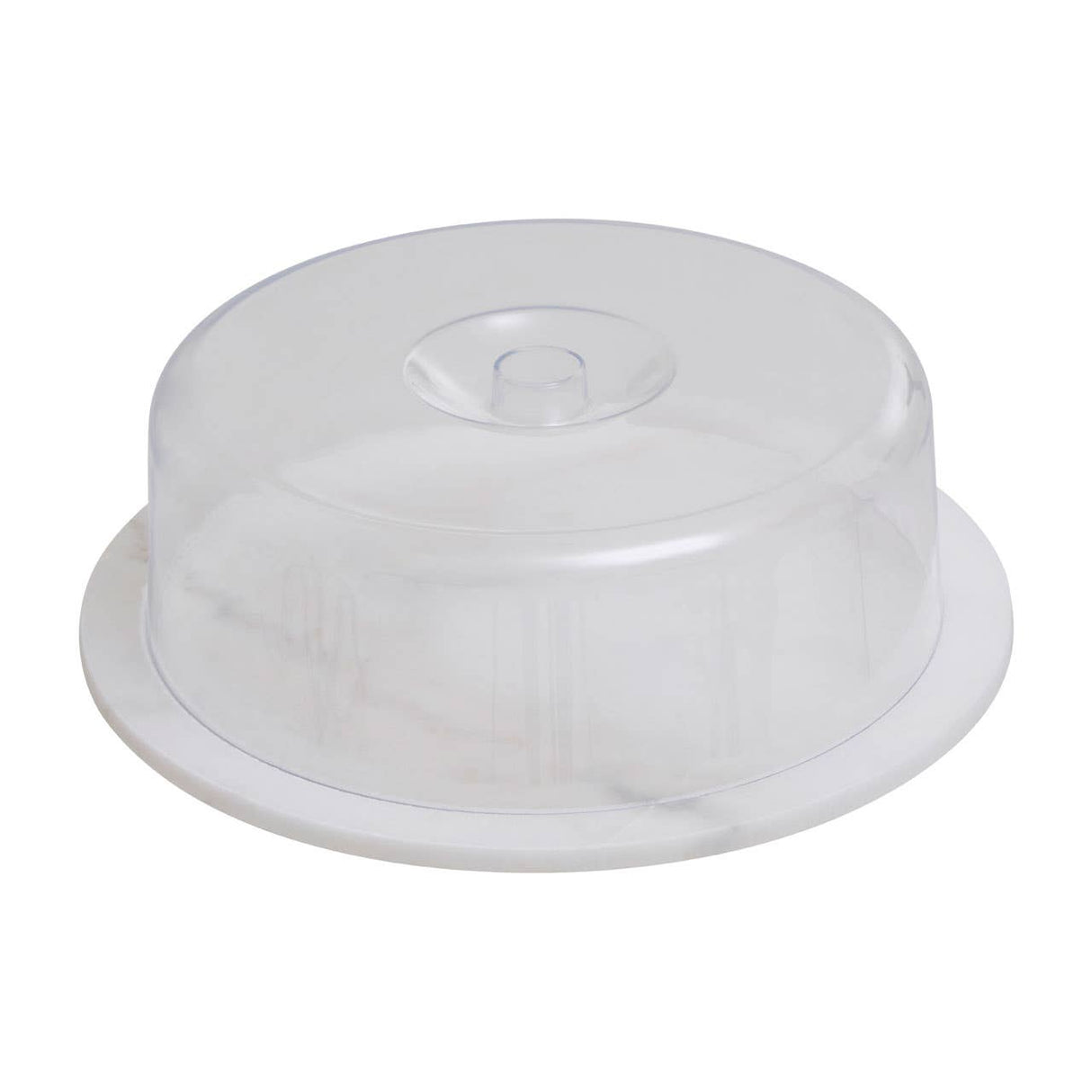 White Marble Cheese Board With Domed Lid