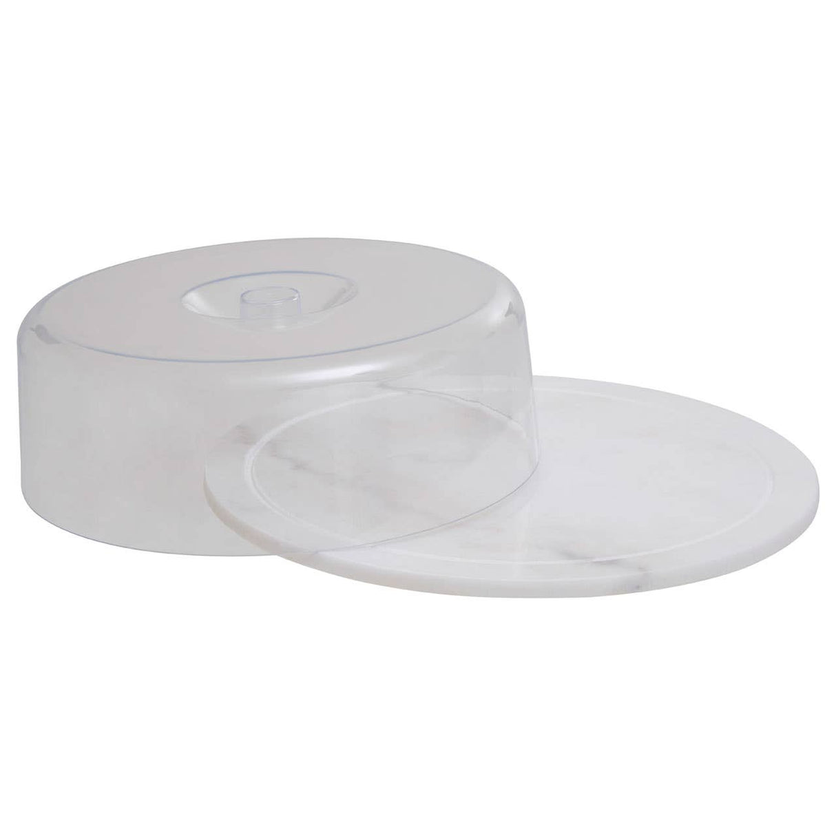 White Marble Cheese Board With Domed Lid