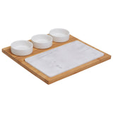 5Pc White Marble And Ceramic Serving Board