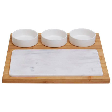 5Pc White Marble And Ceramic Serving Board