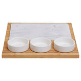 5Pc White Marble And Ceramic Serving Board