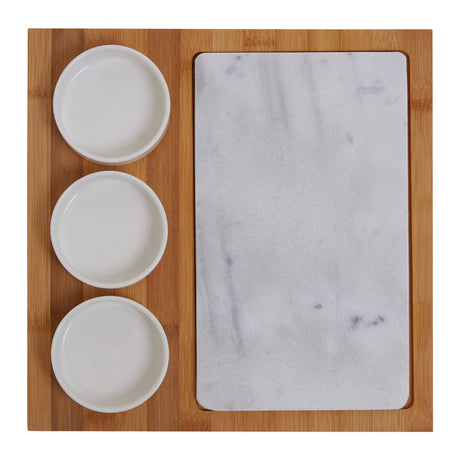 5Pc White Marble And Ceramic Serving Board