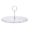 Grey Marble Cake Stand With Silver Handle