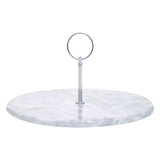 Grey Marble Cake Stand With Silver Handle