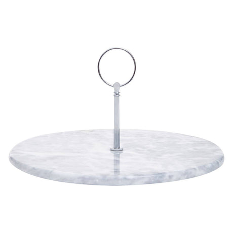 Grey Marble Cake Stand With Silver Handle