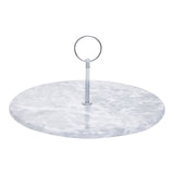 Grey Marble Cake Stand With Silver Handle
