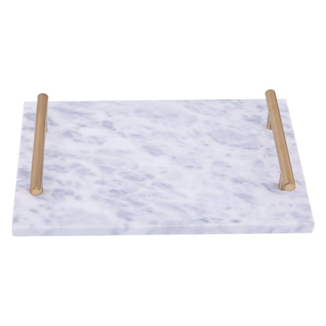 Grey Marble Tray With Gold Effect Handles